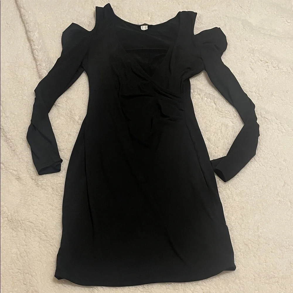 VENUS Black Long Sleeve Dress Elegant Fitted Classic Chic